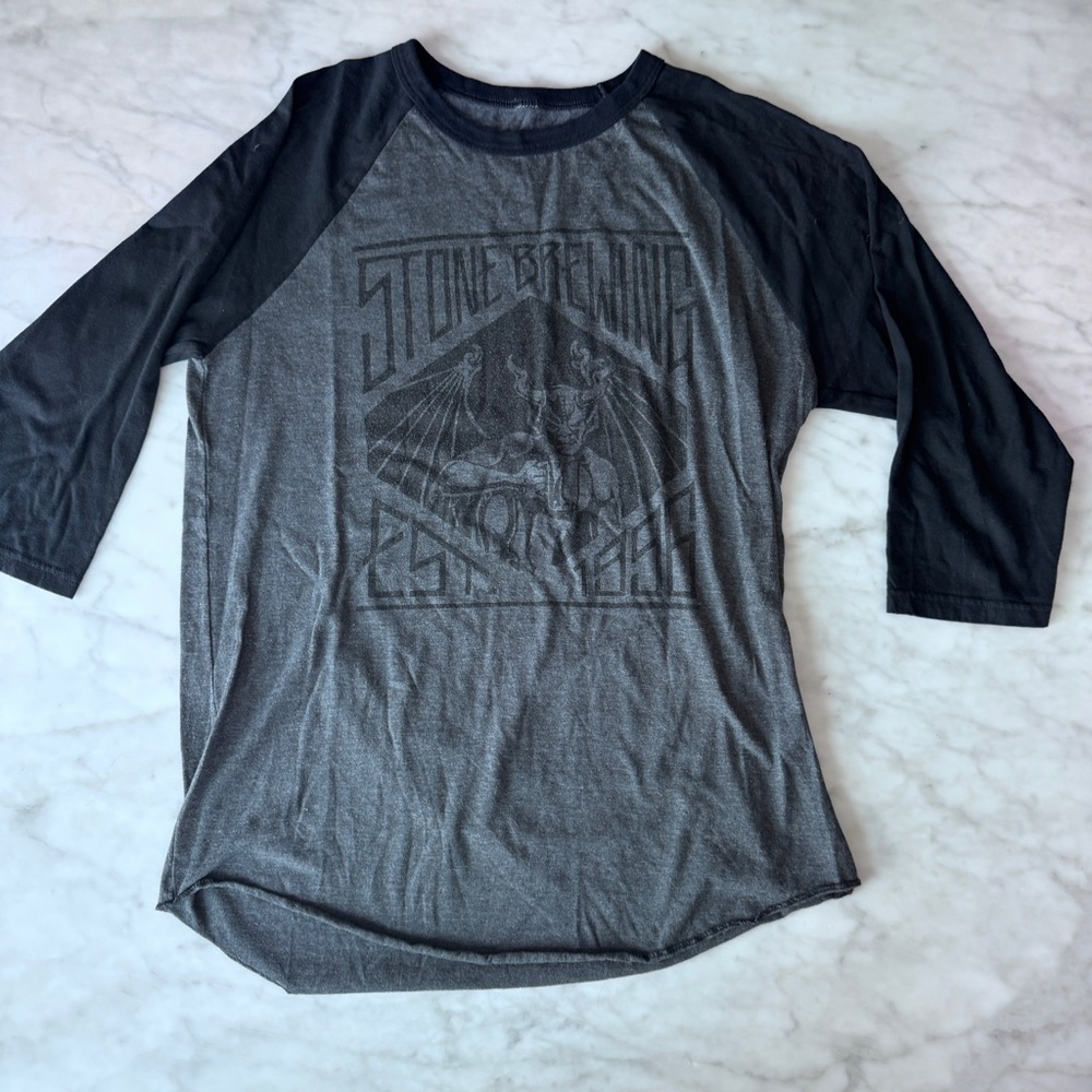 Stone Brewery Black & Gray Raglan Baseball Tee - Women’s size M